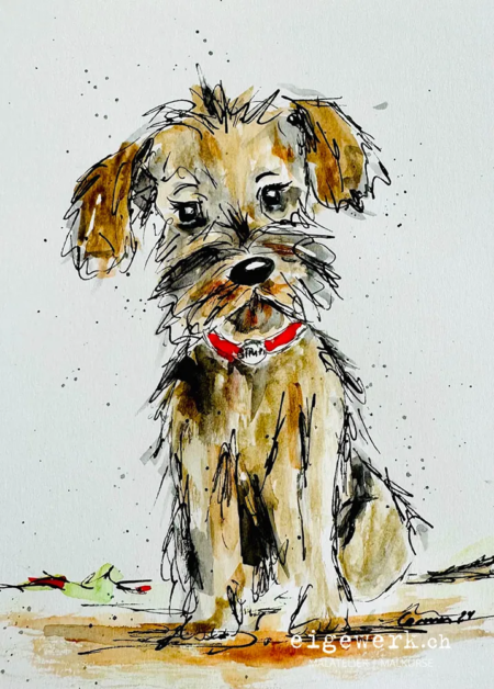 Aquarell A4 Hund 2